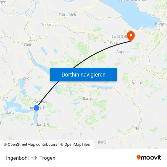 Ingenbohl to Trogen map