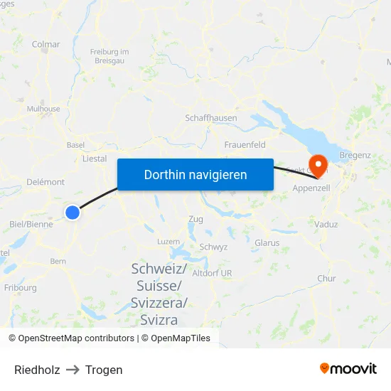Riedholz to Trogen map
