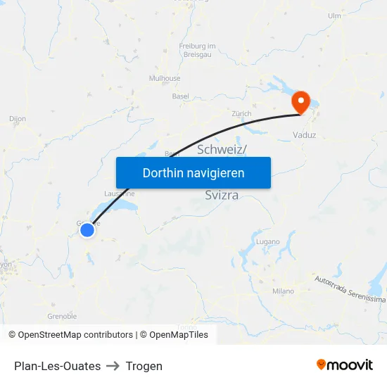 Plan-Les-Ouates to Trogen map