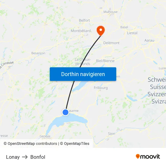 Lonay to Bonfol map