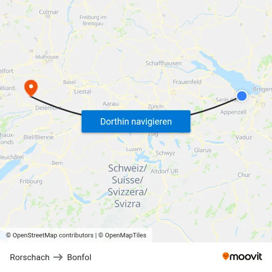 Rorschach to Bonfol map