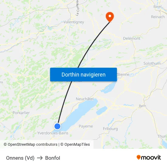 Onnens (Vd) to Bonfol map