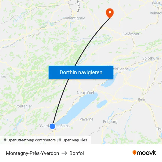 Montagny-Près-Yverdon to Bonfol map