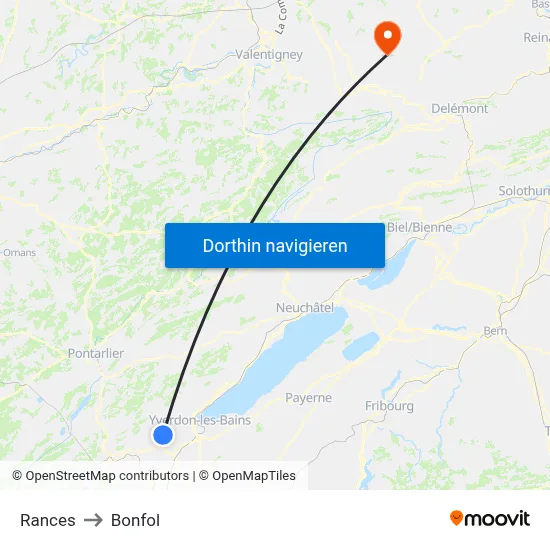Rances to Bonfol map