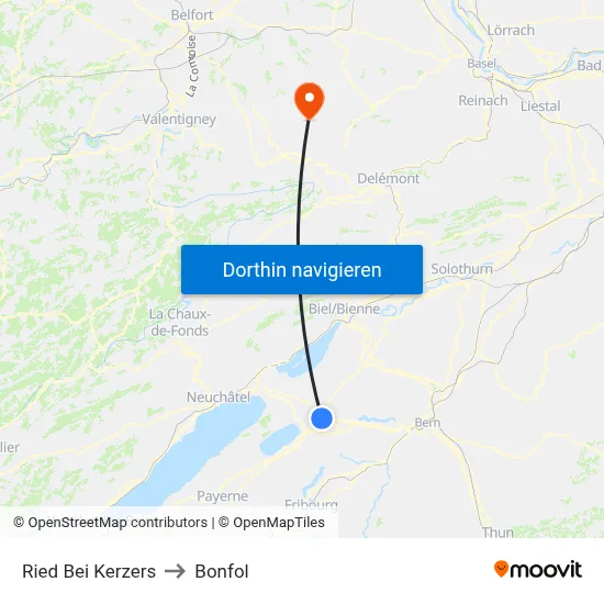 Ried Bei Kerzers to Bonfol map