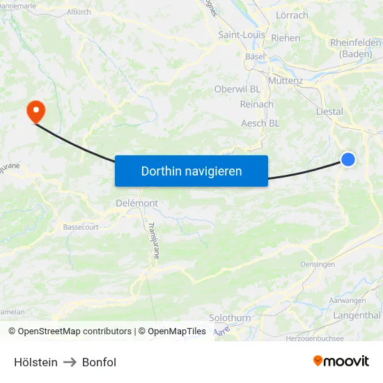 Hölstein to Bonfol map