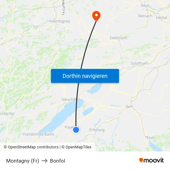 Montagny (Fr) to Bonfol map