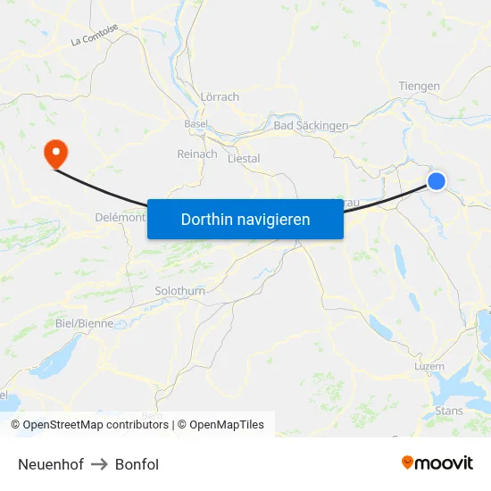 Neuenhof to Bonfol map