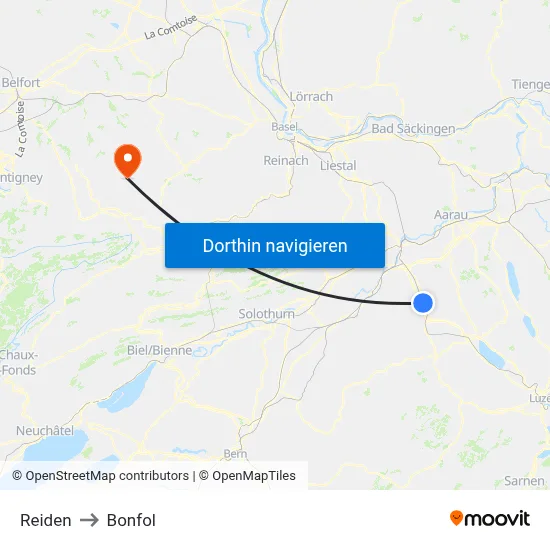 Reiden to Bonfol map