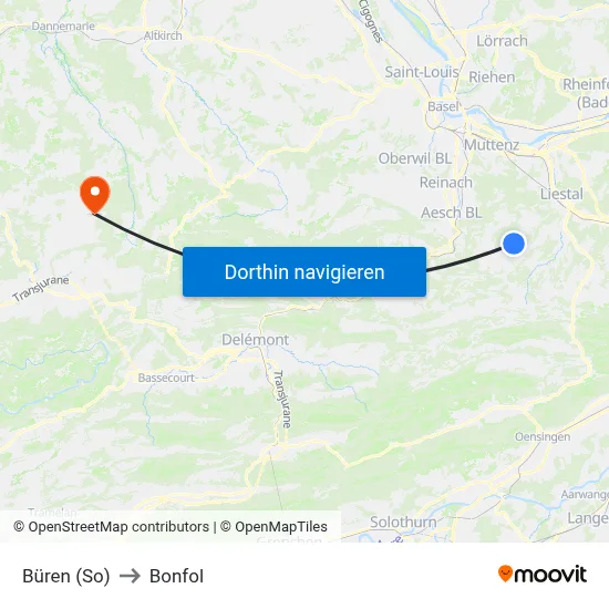 Büren (So) to Bonfol map