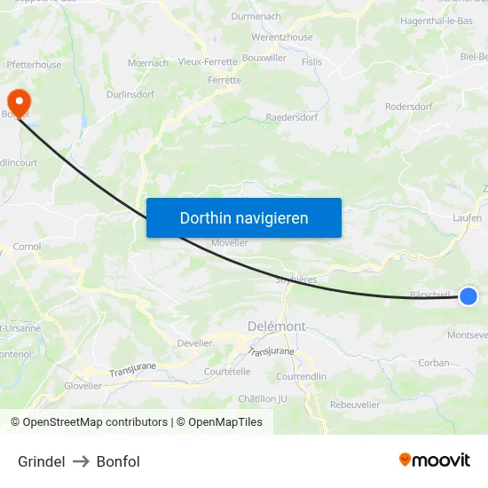 Grindel to Bonfol map