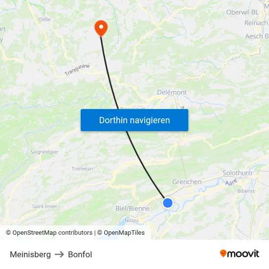 Meinisberg to Bonfol map
