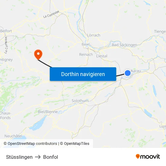 Stüsslingen to Bonfol map