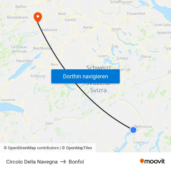 Circolo Della Navegna to Bonfol map