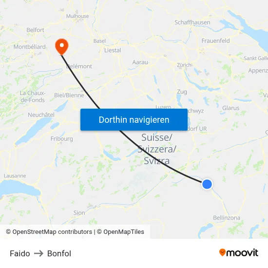 Faido to Bonfol map