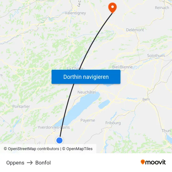 Oppens to Bonfol map