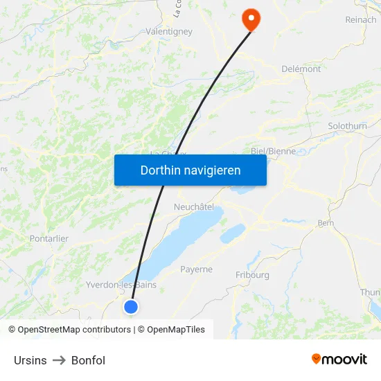 Ursins to Bonfol map