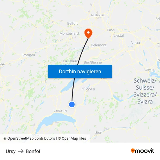 Ursy to Bonfol map