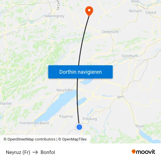 Neyruz (Fr) to Bonfol map