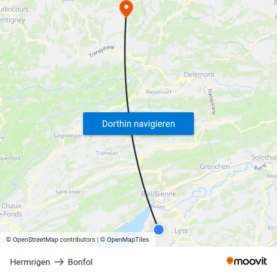 Hermrigen to Bonfol map
