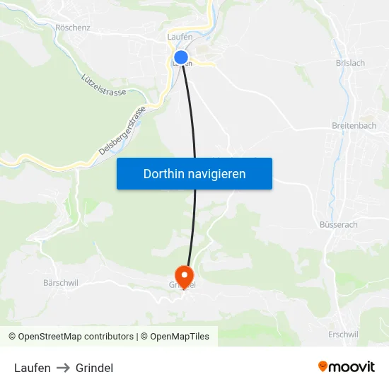 Laufen to Grindel map