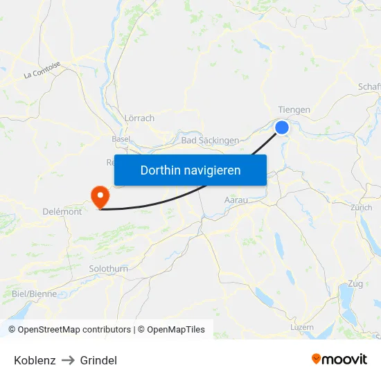 Koblenz to Grindel map