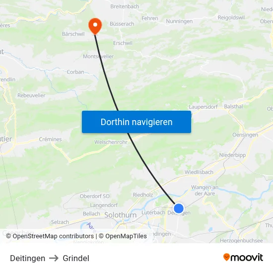 Deitingen to Grindel map