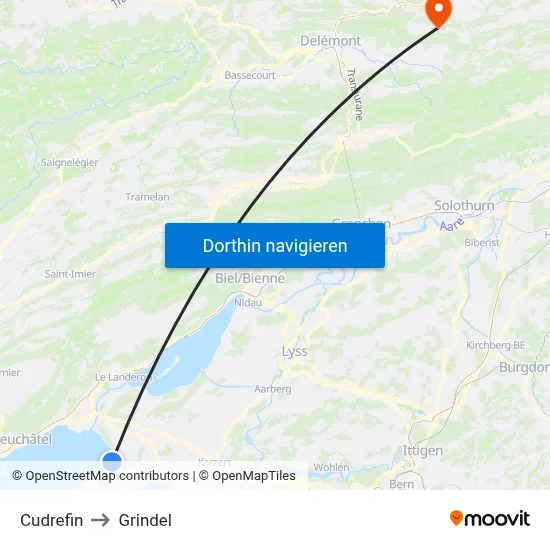Cudrefin to Grindel map