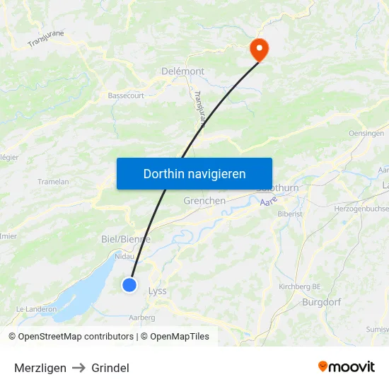 Merzligen to Grindel map