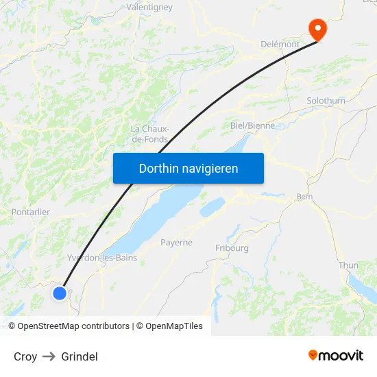 Croy to Grindel map