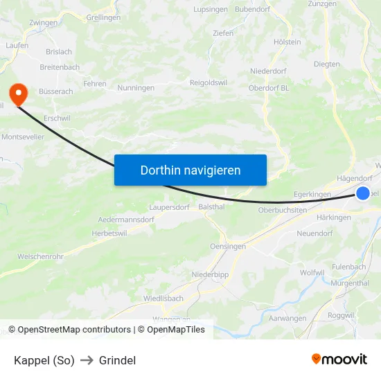 Kappel (So) to Grindel map