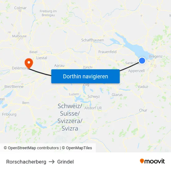 Rorschacherberg to Grindel map