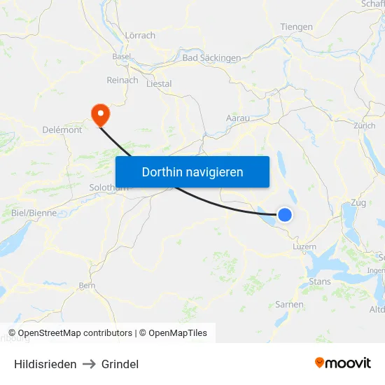 Hildisrieden to Grindel map