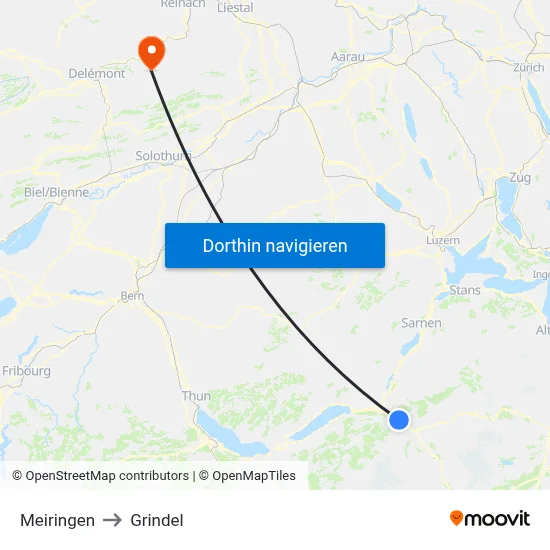 Meiringen to Grindel map