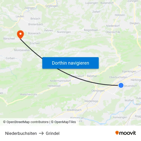 Niederbuchsiten to Grindel map
