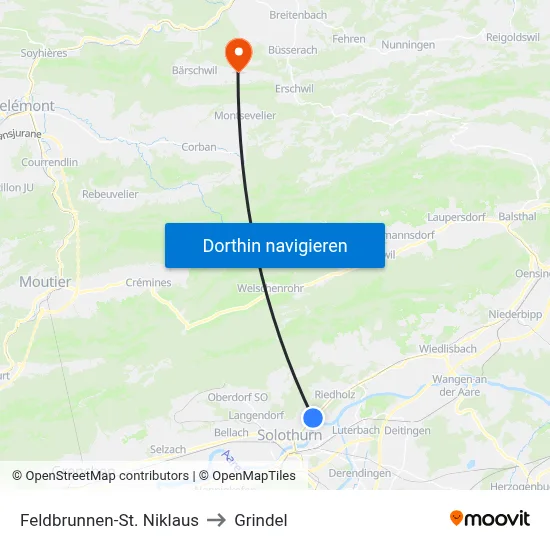 Feldbrunnen-St. Niklaus to Grindel map