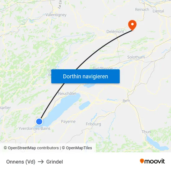 Onnens (Vd) to Grindel map