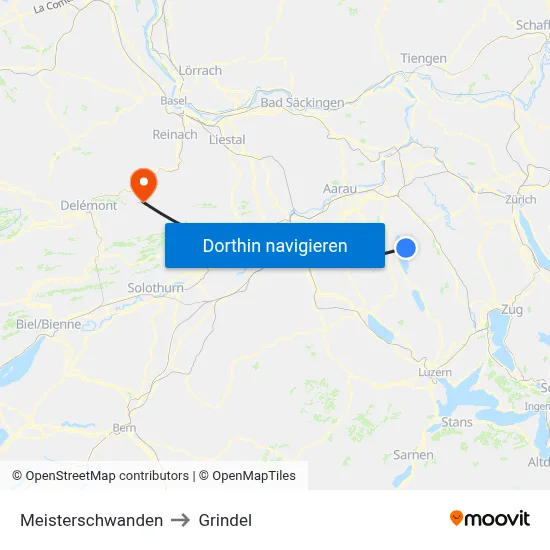 Meisterschwanden to Grindel map