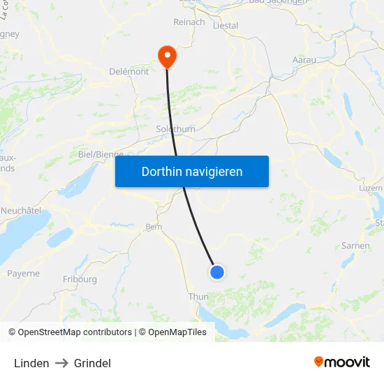 Linden to Grindel map