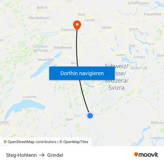 Steg-Hohtenn to Grindel map