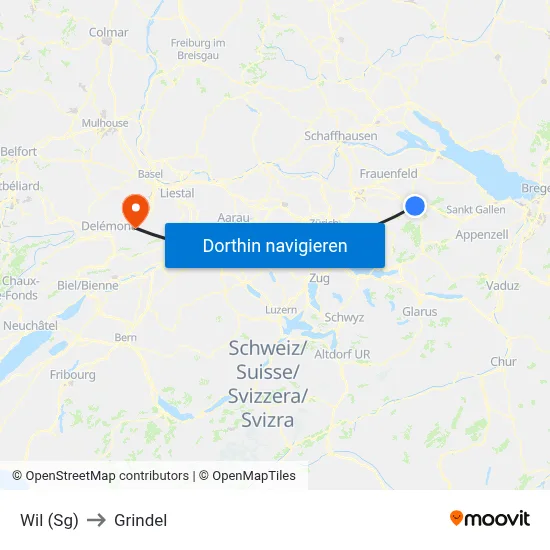 Wil (Sg) to Grindel map