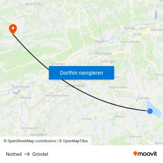 Nottwil to Grindel map
