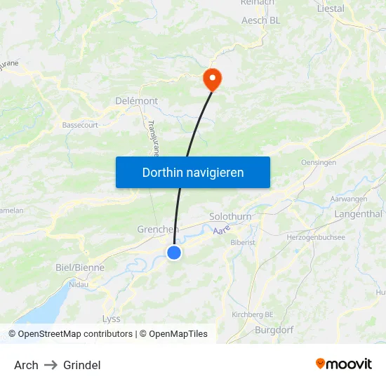 Arch to Grindel map
