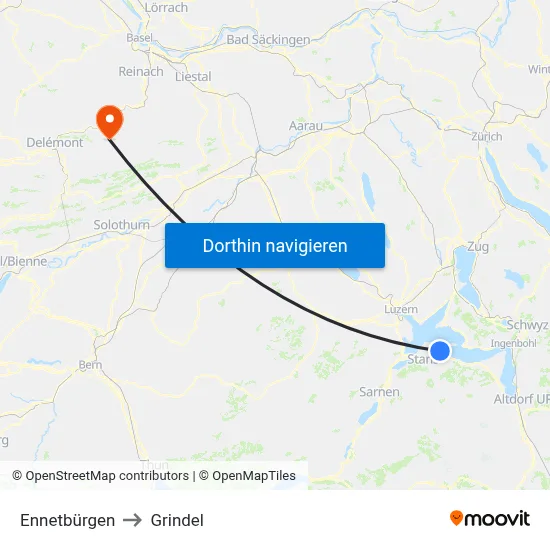 Ennetbürgen to Grindel map
