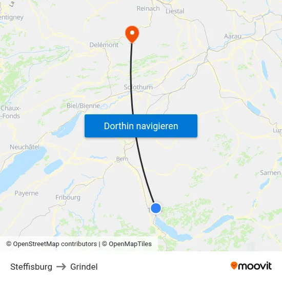 Steffisburg to Grindel map