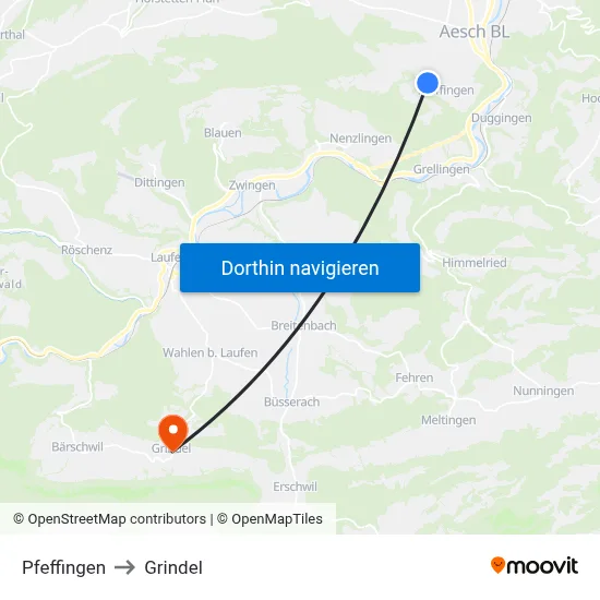 Pfeffingen to Grindel map
