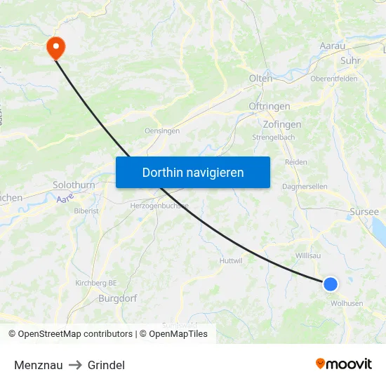 Menznau to Grindel map