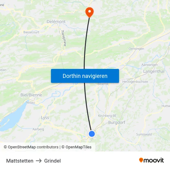 Mattstetten to Grindel map