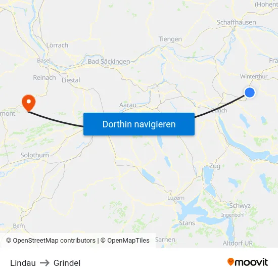 Lindau to Grindel map