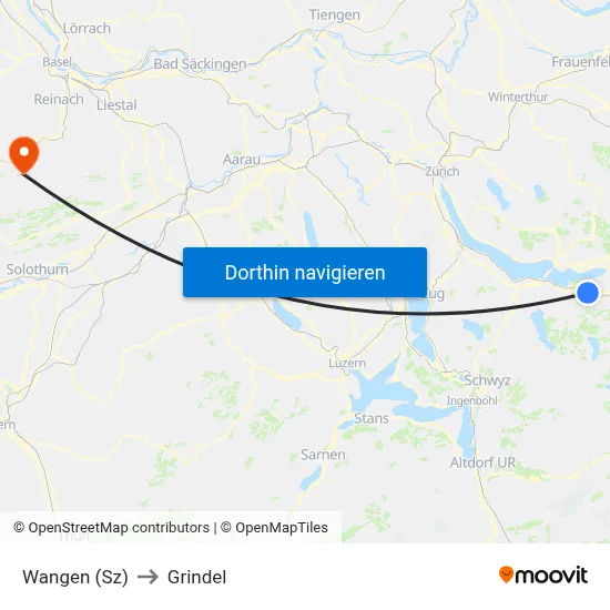 Wangen (Sz) to Grindel map